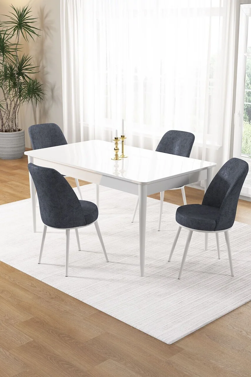 Set masa si scaune (5 piese), Hanah Home, Pir, Alb / Afumat Set masa si scaune (5 piese), Hanah Home, Pir, Alb / Afumat