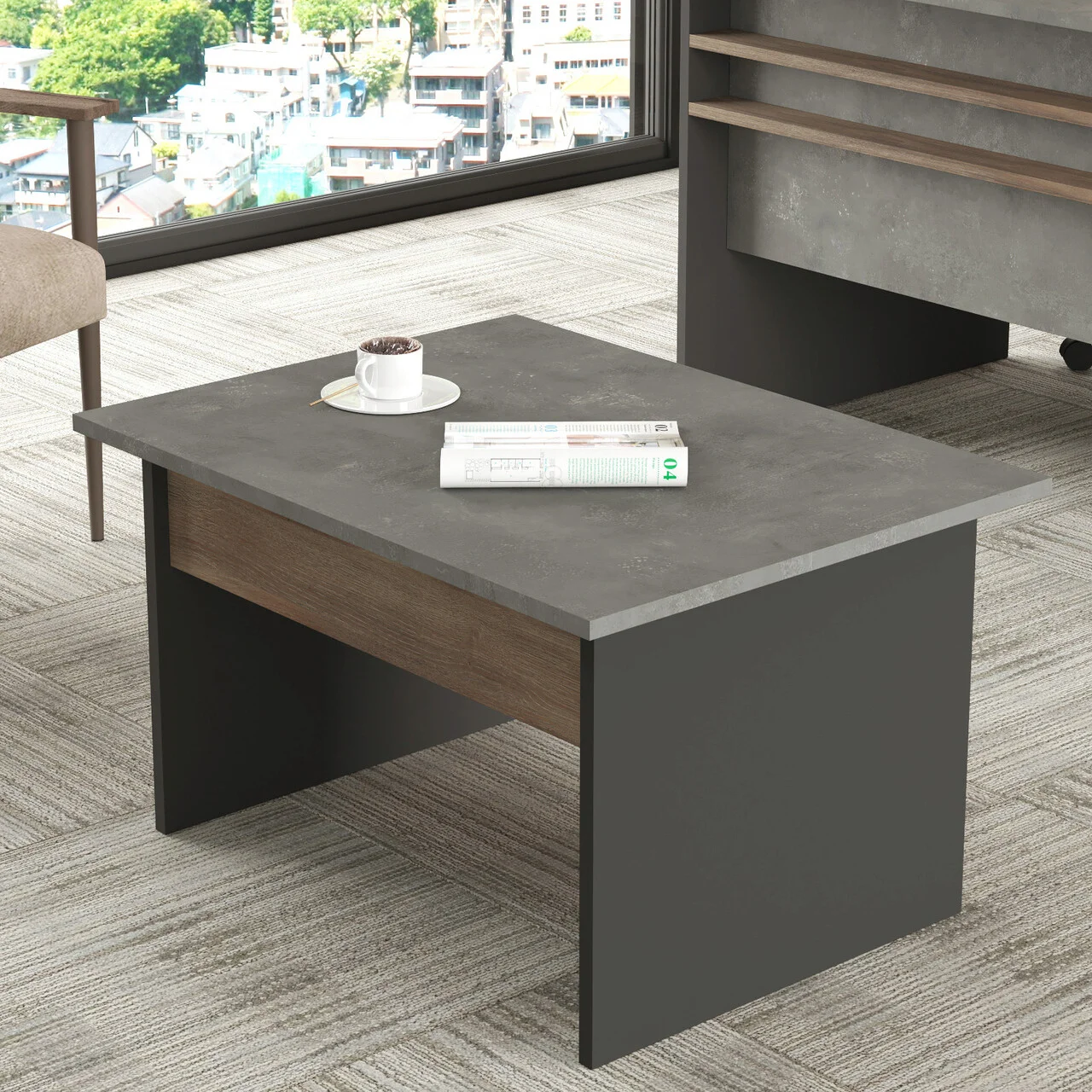 Masuta de cafea, Hanah Home, Vs2-Cga, 80x46.3x60 cm, Maro / Gri / Antracit Masuta de cafea, Hanah Home, Vs2-Cga, 80x46.3x60 cm, Maro / Gri / Antracit