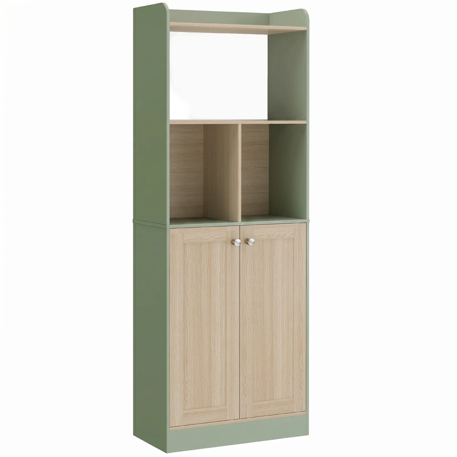 HOMCOM Bibliotecă cu 5 niveluri, mobilier de depozitare, raft pentru cărți cu 2 uși, 60 x 30 x 161,2 cm verde și lemn natural | Aosom Romania HOMCOM Bibliotecă cu 5 niveluri, mobilier de depozitare, raft pentru cărți cu 2 uși, 60 x 30 x 161,2 cm verde și lemn natural | Aosom Romania