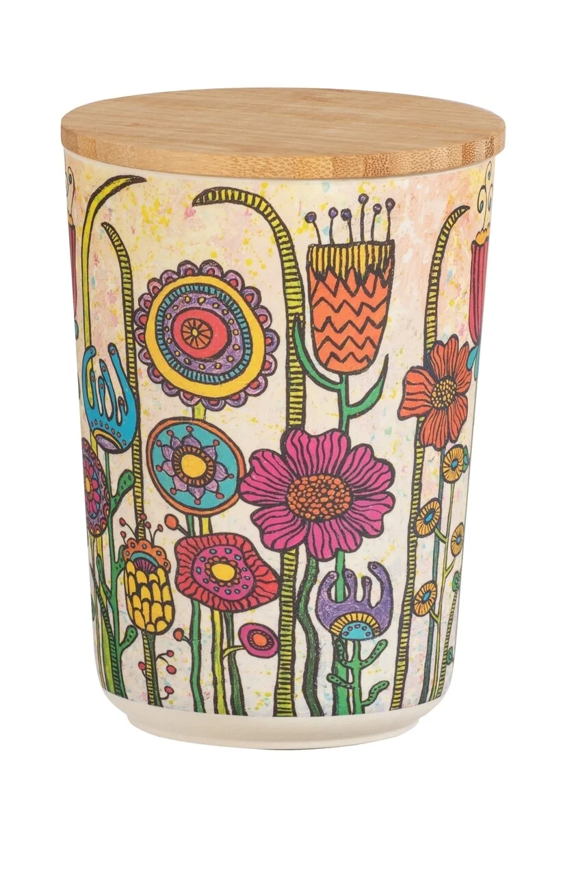 Recipient depozitare pentru bucatarie, Wenko, Flowers, 0.7 L, 10.5 x 14.5 x 10.5 cm, Flowers, silicon/plastic/bambus Recipient depozitare pentru bucatarie, Wenko, Flowers, 0.7 L, 10.5 x 14.5 x 10.5 cm, Flowers, silicon/plastic/bambus