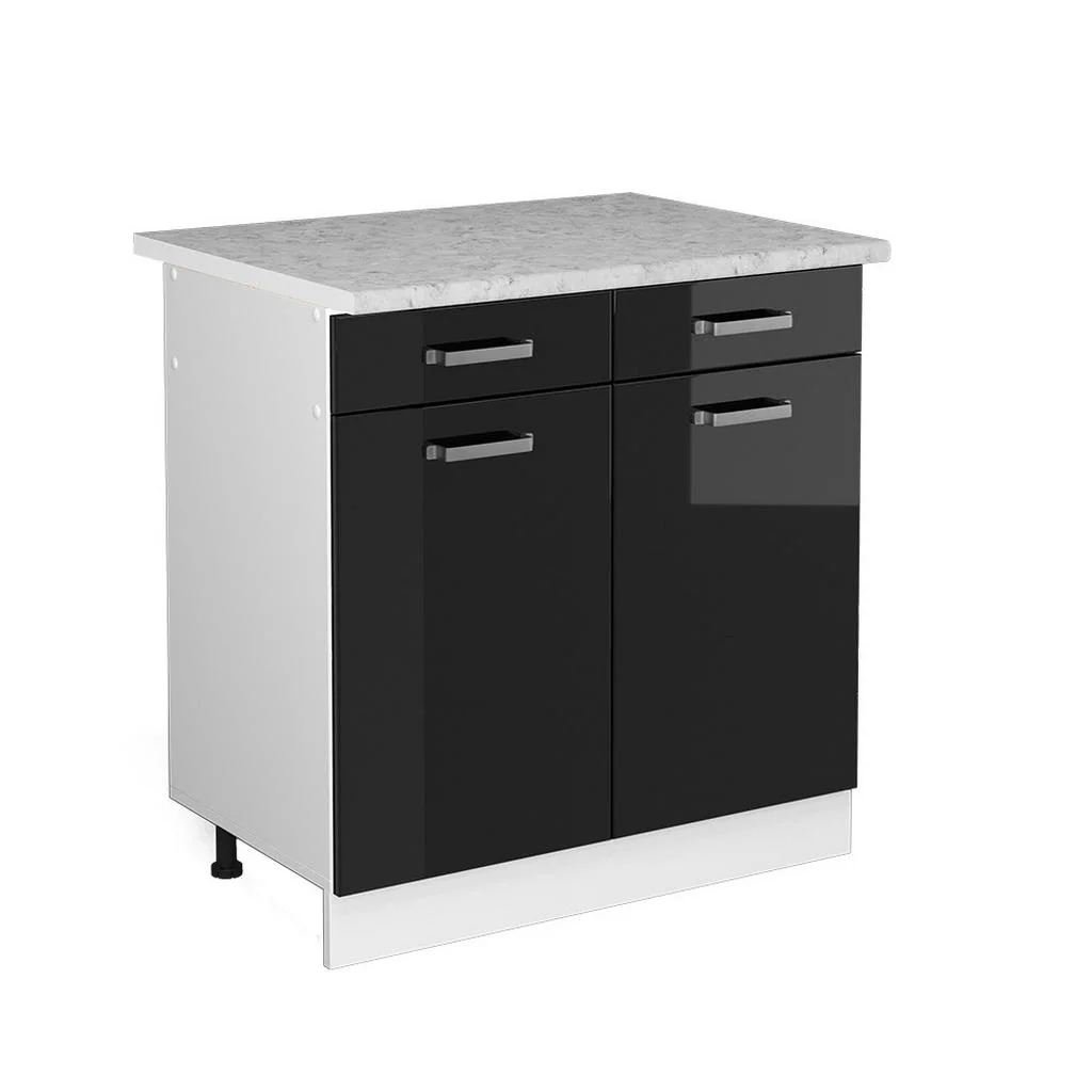 DULAP DE BAZĂ DE BUCĂTĂRIE R-Line Negru lucios ridicat 80 cm , AP Marmură DULAP DE BAZĂ DE BUCĂTĂRIE R-Line Negru lucios ridicat 80 cm , AP Marmură