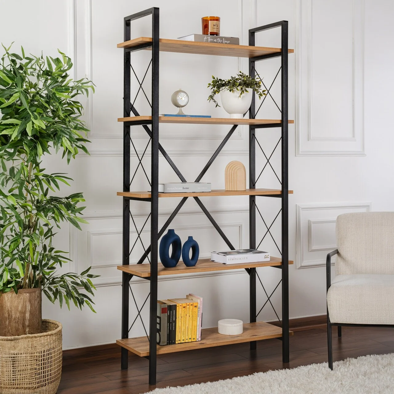 Corp biblioteca, Hanah Home, Elysian, Pin Atlantic / Negru Corp biblioteca, Hanah Home, Elysian, Pin Atlantic / Negru