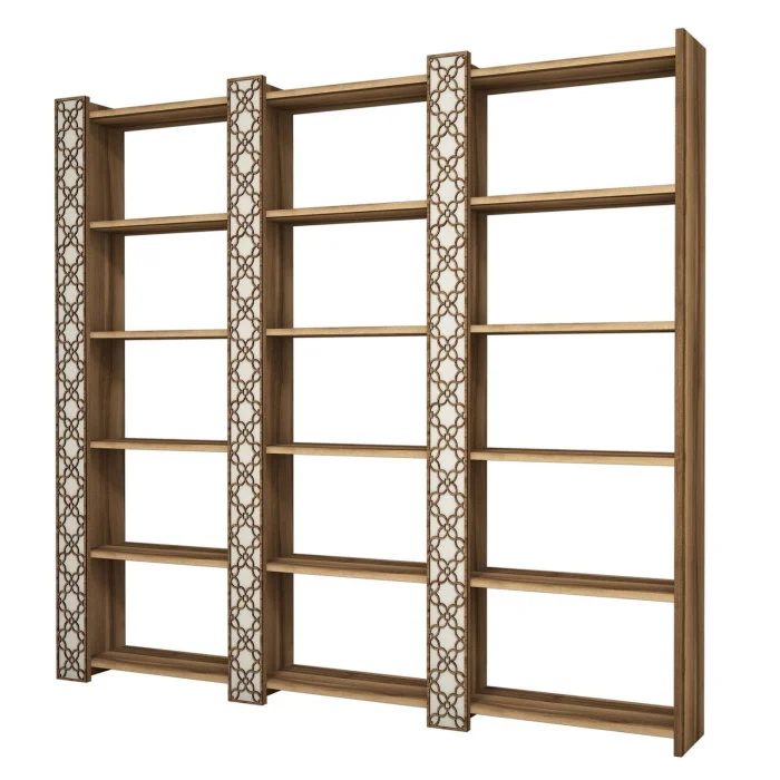 Biblioteca CITY 3, nuc + crem, 184,6x24,2x170 cm