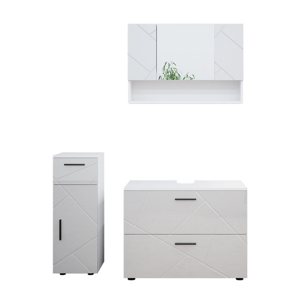 SET MOBILIER BAIE Irma, Alb lucios ridicat, 3 piese SET MOBILIER BAIE Irma, Alb lucios ridicat, 3 piese