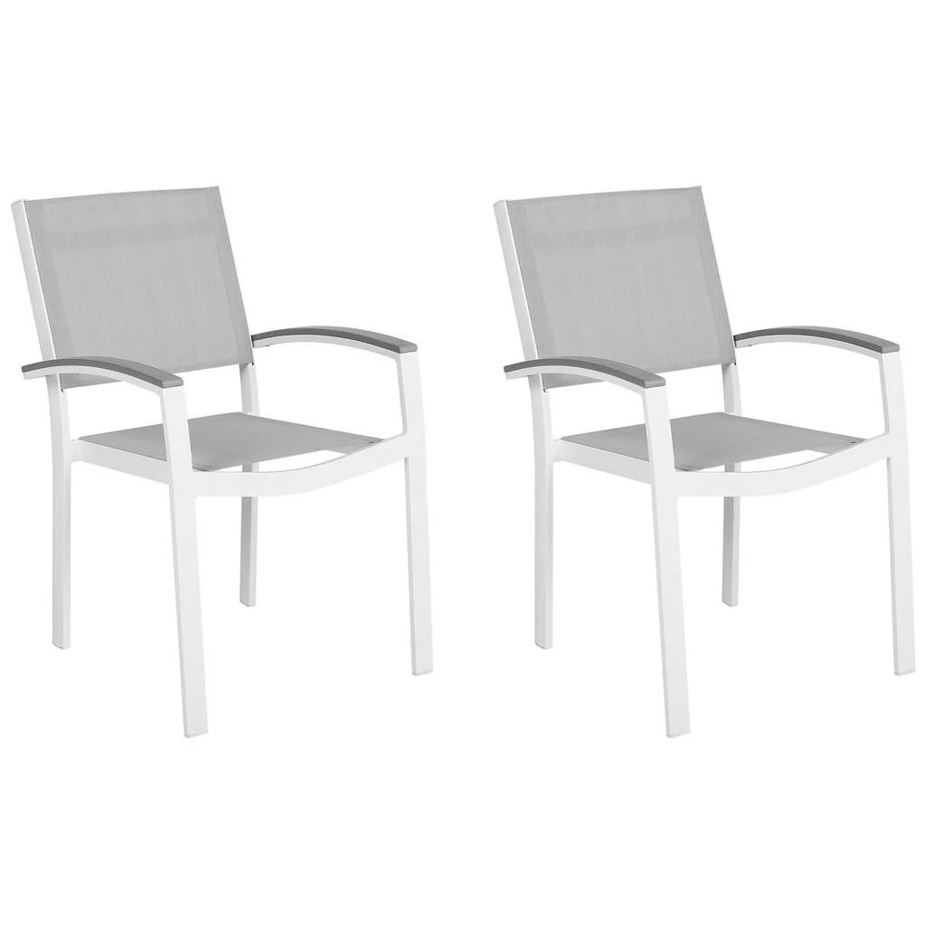 SCAUN DE GRĂDINĂ set de 2 metal gri deschis Pereta SCAUN DE GRĂDINĂ set de 2 metal gri deschis Pereta