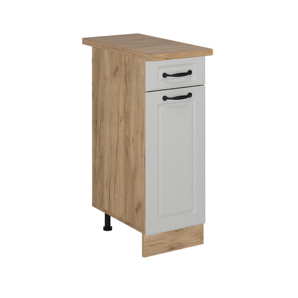 DULAP DE BAZĂ DE BUCĂTĂRIE R-Line Casă de țară albă 30 cm , AP Stejar DULAP DE BAZĂ DE BUCĂTĂRIE R-Line Casă de țară albă 30 cm , AP Stejar