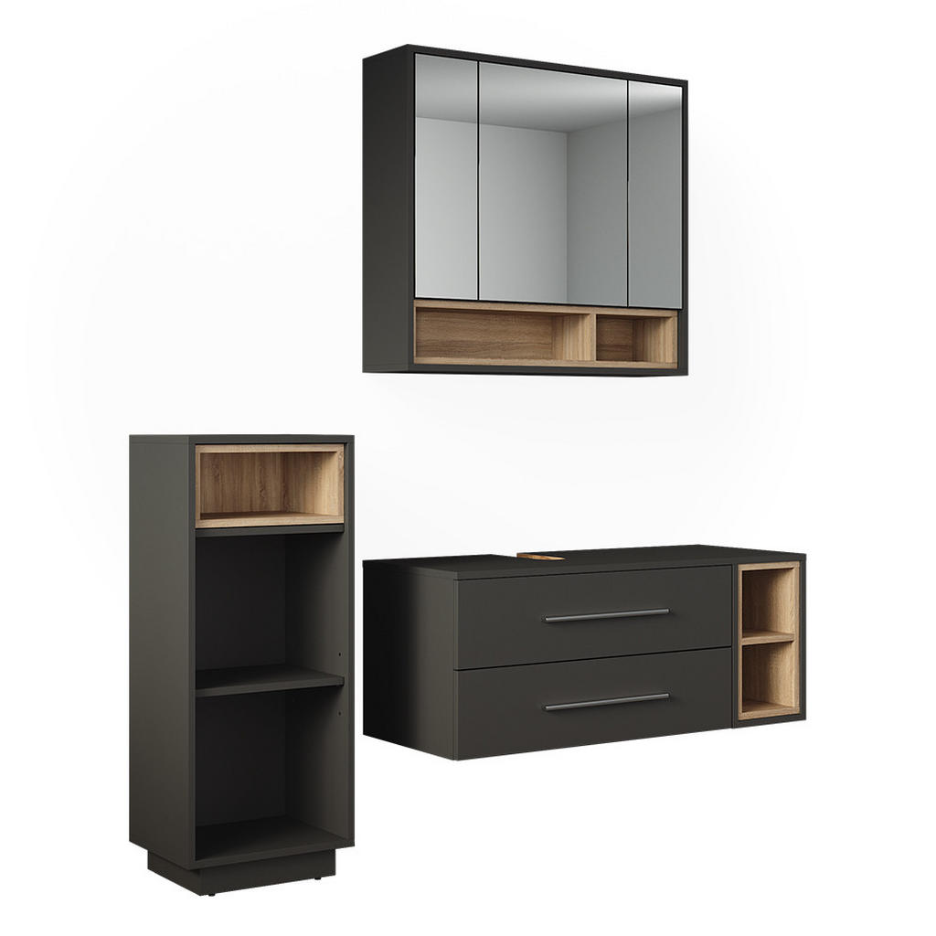 SET MOBILIER BAIE Beatrice, antracit/Sonoma, 3 piese SET MOBILIER BAIE Beatrice, antracit/Sonoma, 3 piese