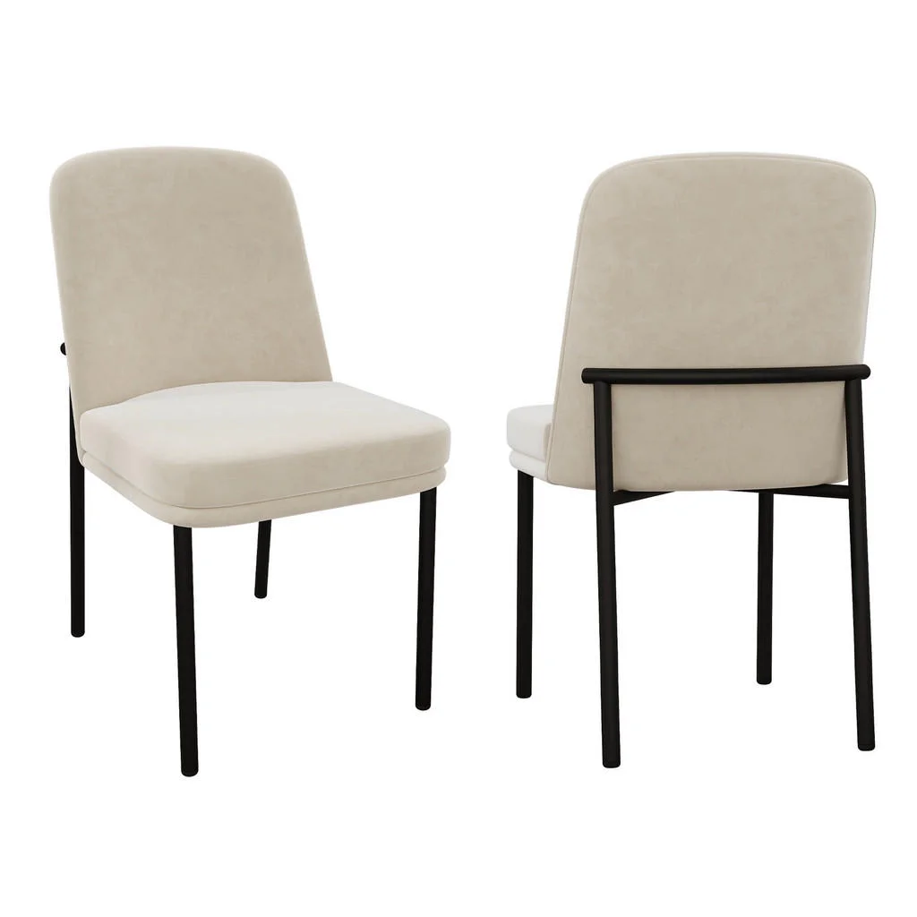 SET 2 SCAUNE DINING Catifea Negru Bej SET 2 SCAUNE DINING Catifea Negru Bej