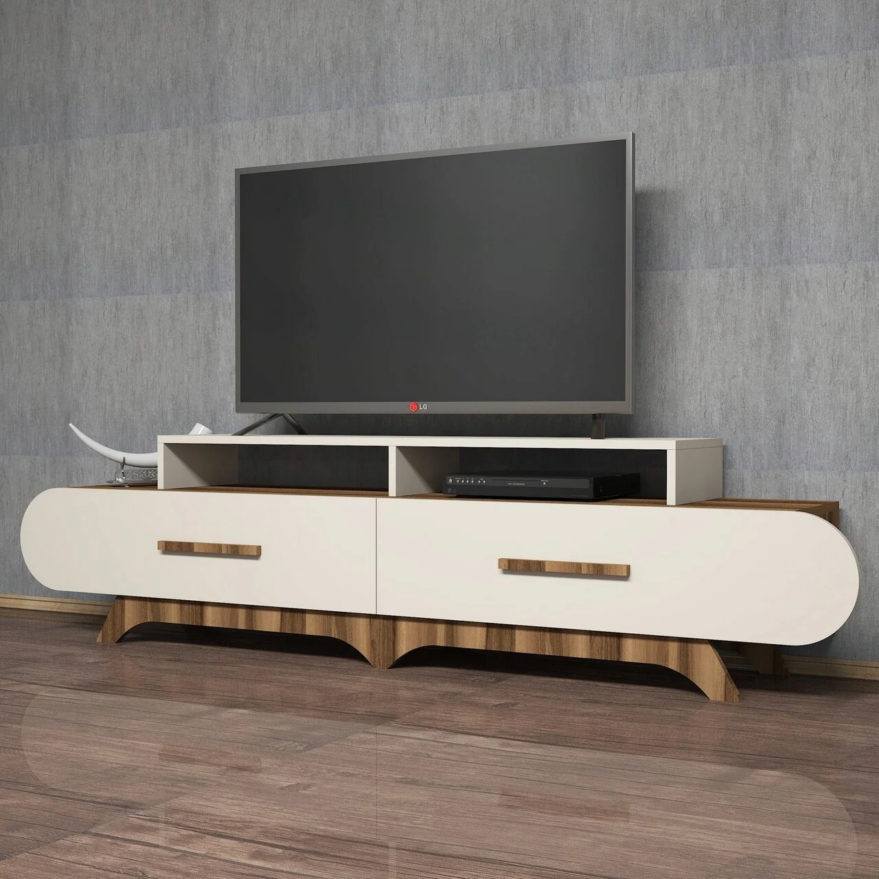 Comoda TV, Hanah Home, Flora, 205x50x36.8 cm, Maro/Crem Comoda TV, Hanah Home, Flora, 205x50x36.8 cm, Maro/Crem