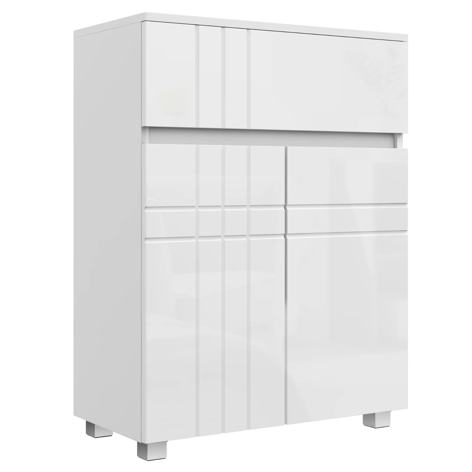 kleankin Mobilier de depozitare pentru baie pe picioare dulap 2 uși 1 sertar, raft reglabil, alb lacuit | Aosom Romania kleankin Mobilier de depozitare pentru baie pe picioare dulap 2 uși 1 sertar, raft reglabil, alb lacuit | Aosom Romania