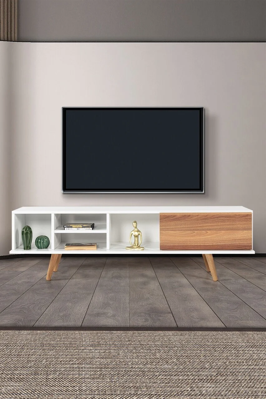 Comoda TV, Hanah Home, Ela 3630, 160x47x35 cm, PAL, Alb/Maro Comoda TV, Hanah Home, Ela 3630, 160x47x35 cm, PAL, Alb/Maro