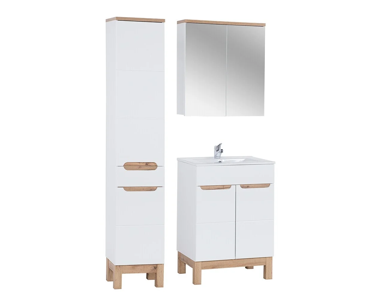 Set mobilier baie Bali White Lava 80 cm 841, dulap inalt, masca cu lavoar si cabinet cu oglinda, Comad, MDF/PAL, alb Set mobilier baie Bali White Lava 80 cm 841, dulap inalt, masca cu lavoar si cabinet cu oglinda, Comad, MDF/PAL, alb