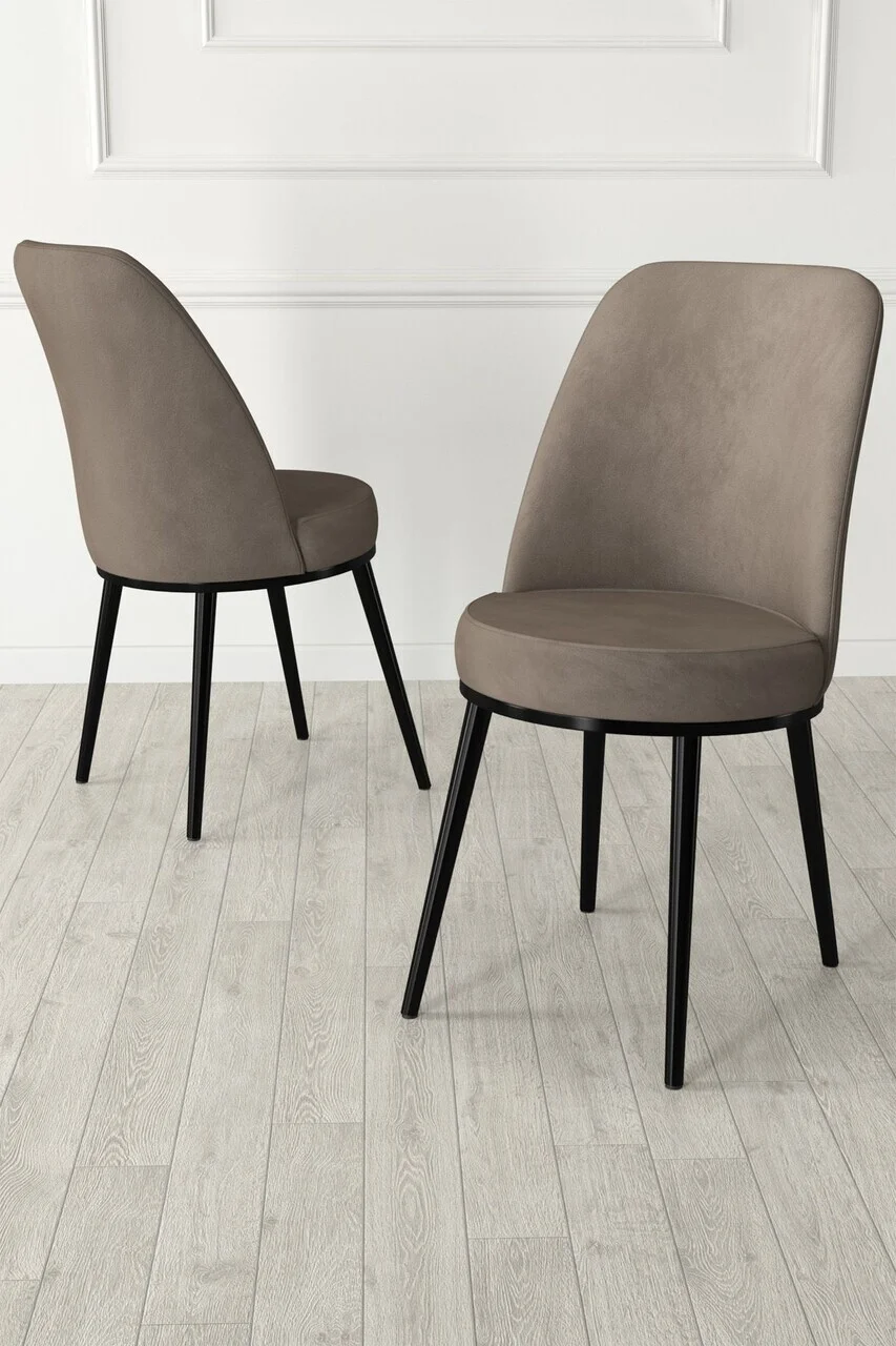 Set scaune 2 piese, Hanah Home, Jaxe, Cappuccino / Negru Set scaune 2 piese, Hanah Home, Jaxe, Cappuccino / Negru