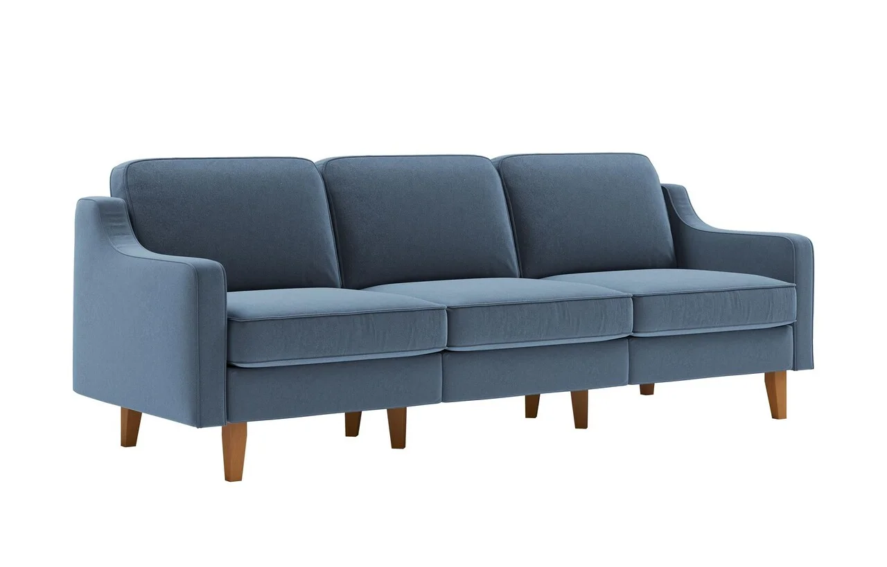 Canapea 3 locuri, Atelier del Sofa, 918CMF1174, Otel, Albastru oceanic / Nuc Canapea 3 locuri, Atelier del Sofa, 918CMF1174, Otel, Albastru oceanic / Nuc