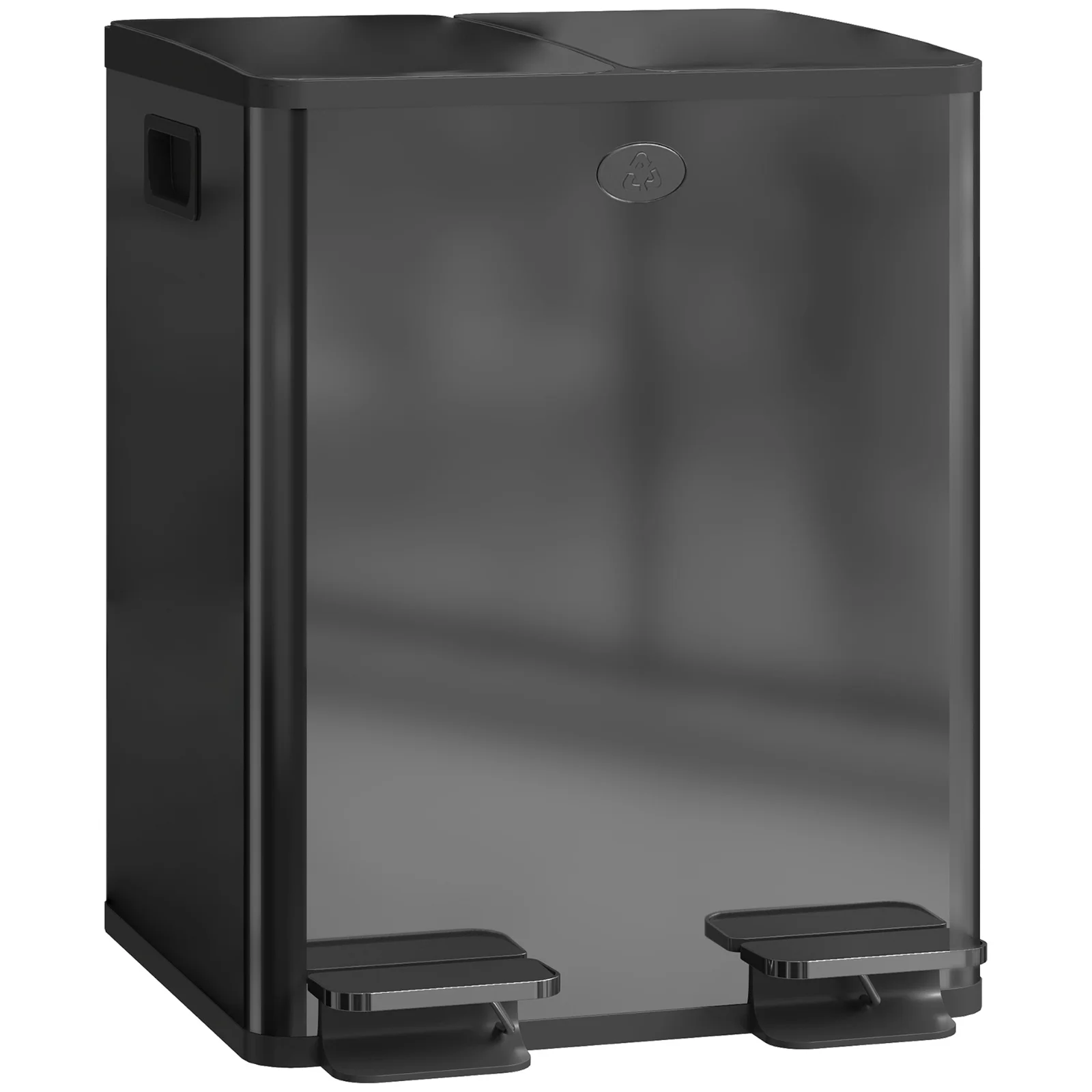 HOMCOM Coș dublu 2 x 20 L, deschidere cu pedală, ușor de curățat, oțel inoxidabil, plastic, negru | Aosom Romania HOMCOM Coș dublu 2 x 20 L, deschidere cu pedală, ușor de curățat, oțel inoxidabil, plastic, negru | Aosom Romania