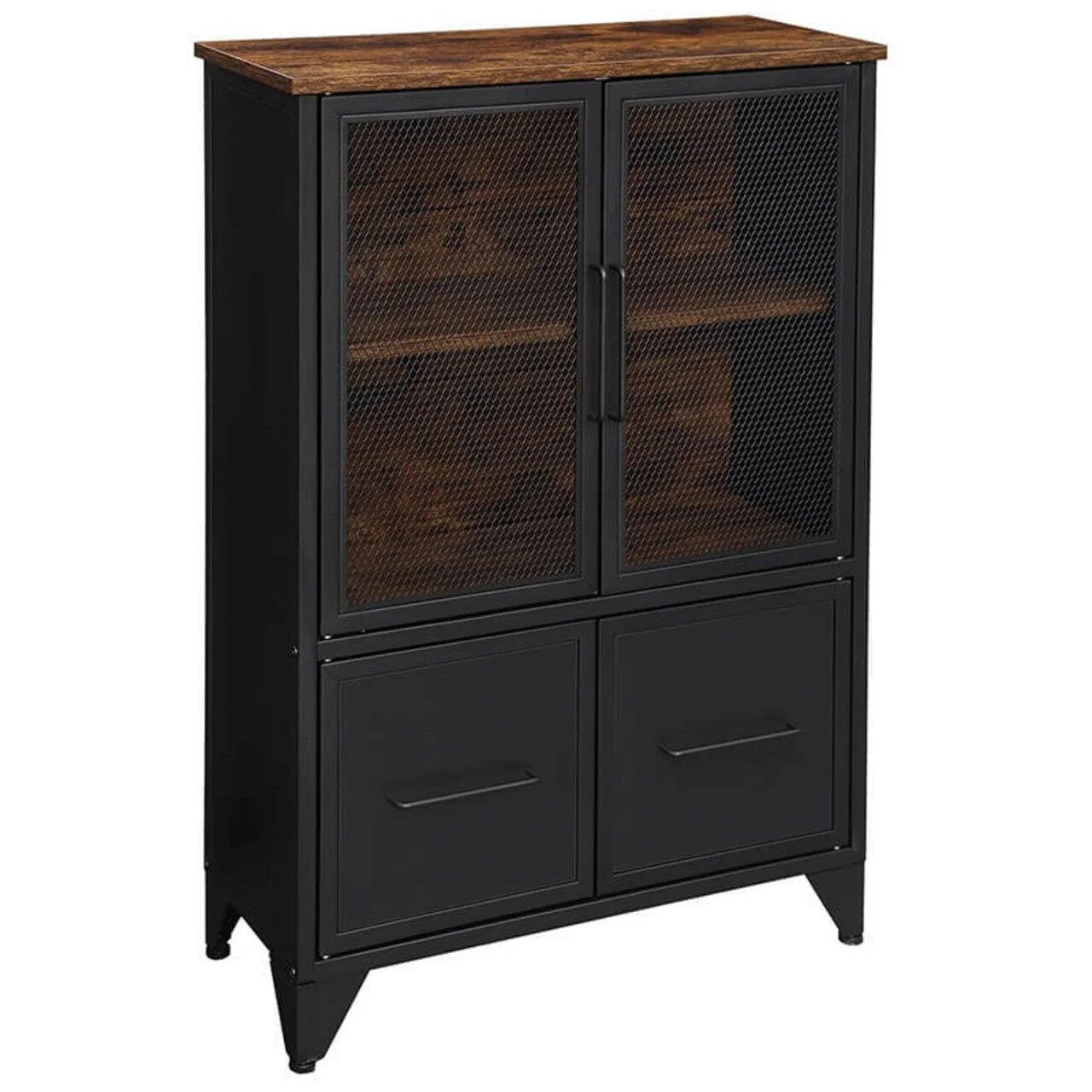 Bufet cu 4 usi, Industrial, Vasagle, 70 x 33 x 100 cm, PAL/otel, negru Bufet cu 4 usi, Industrial, Vasagle, 70 x 33 x 100 cm, PAL/otel, negru