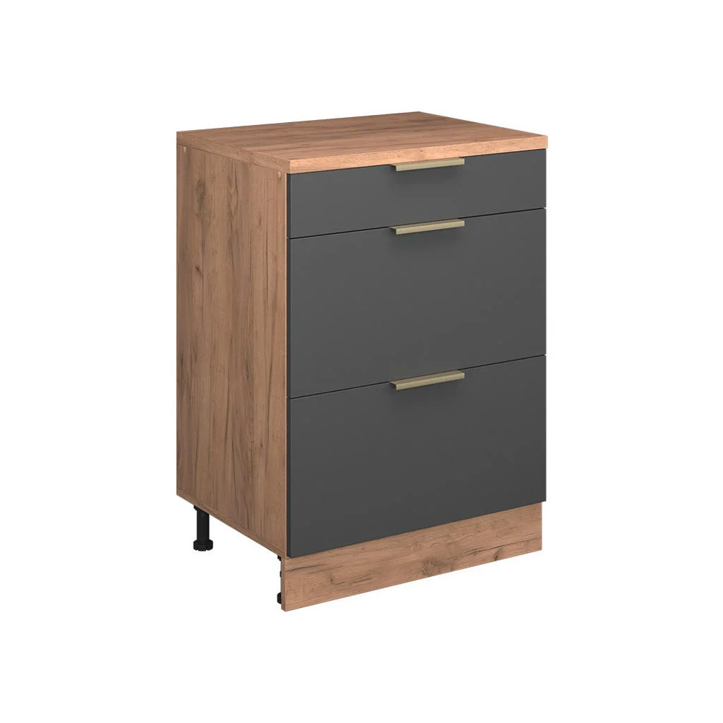 COMODĂ DE EXTENSIE Rion, Aur antracit/Stejar auriu, 60 x 46 cm fără înclinare cu 3 sertare COMODĂ DE EXTENSIE Rion, Aur antracit/Stejar auriu, 60 x 46 cm fără înclinare cu 3 sertare