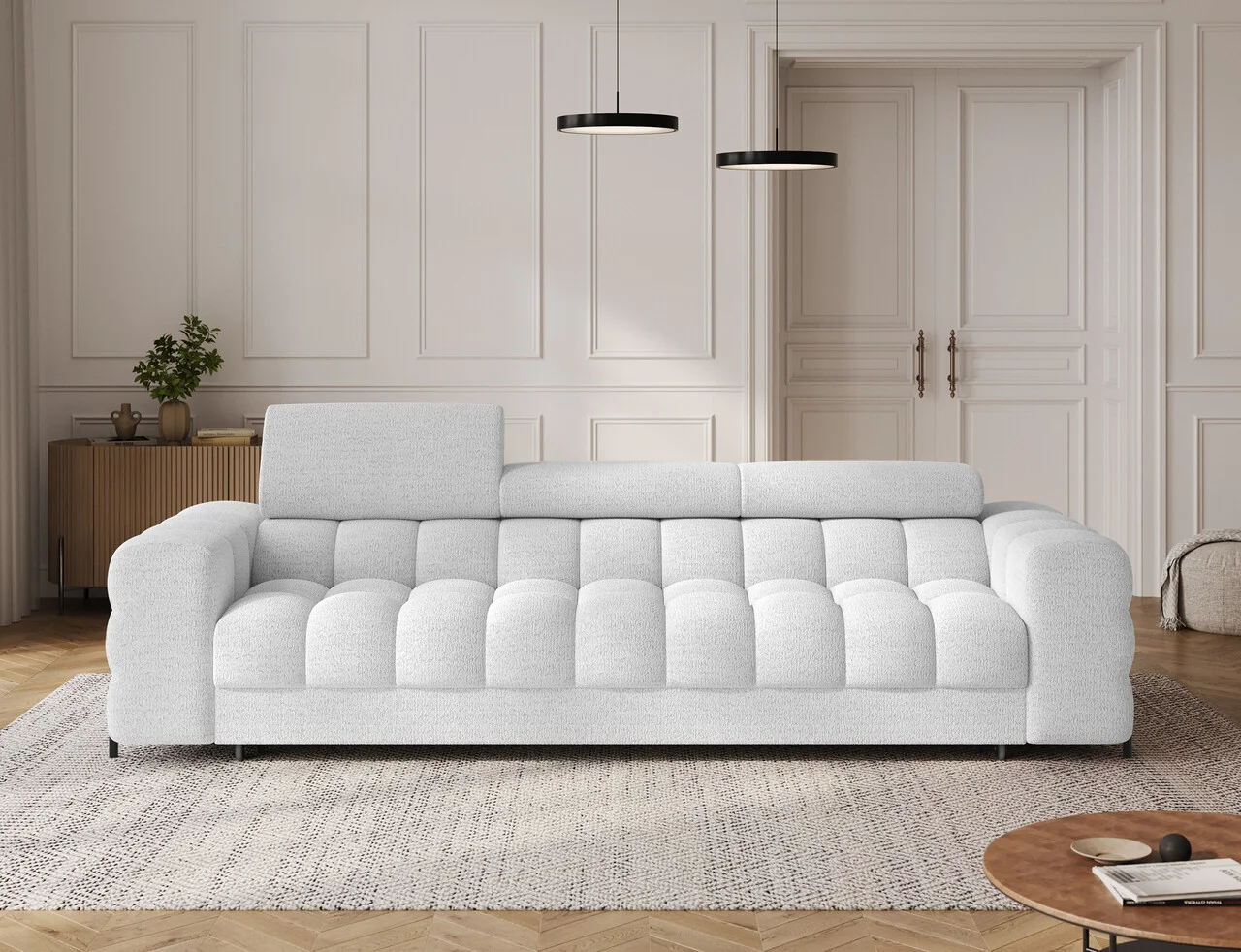Canapea extensibila 3 locuri ELTAP, Festello, 260x100x96 cm, lemn/poliester, alb Canapea extensibila 3 locuri ELTAP, Festello, 260x100x96 cm, lemn/poliester, alb