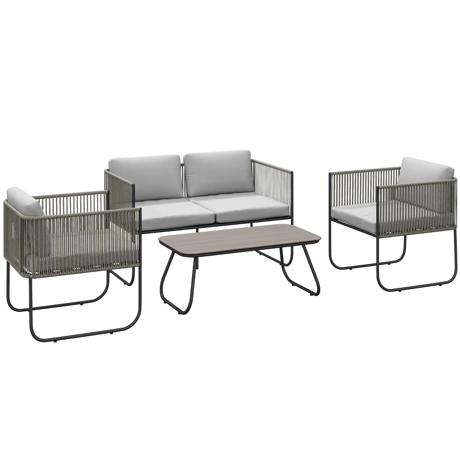 Outsunny Masă Grădină Rattan Sticlă Gri Deschis | Aosom Romania Outsunny Masă Grădină Rattan Sticlă Gri Deschis | Aosom Romania