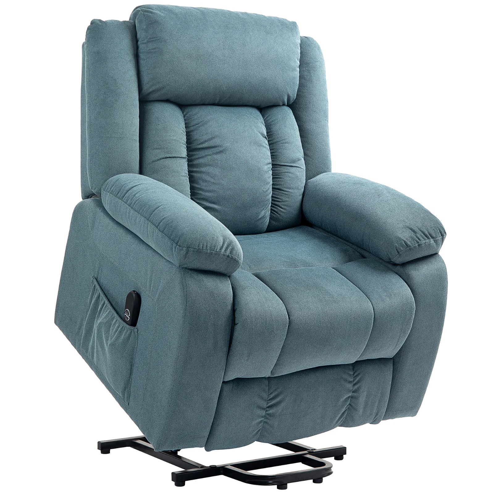 HOMCOM Fotoliu cu funcție de ridicare cu înveliș moale, fotoliu recliner cu telecomandă și buzunare laterale, albastru | Aosom Romania HOMCOM Fotoliu cu funcție de ridicare cu înveliș moale, fotoliu recliner cu telecomandă și buzunare laterale, albastru | Aosom Romania