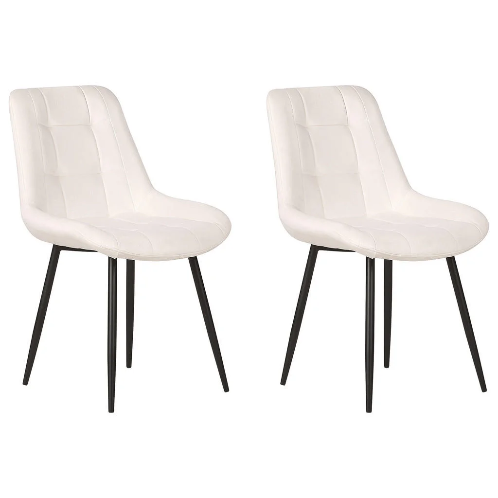 SCAUN DE BUCĂTĂRIE set de 2 catifea alb crem Melrose SCAUN DE BUCĂTĂRIE set de 2 catifea alb crem Melrose