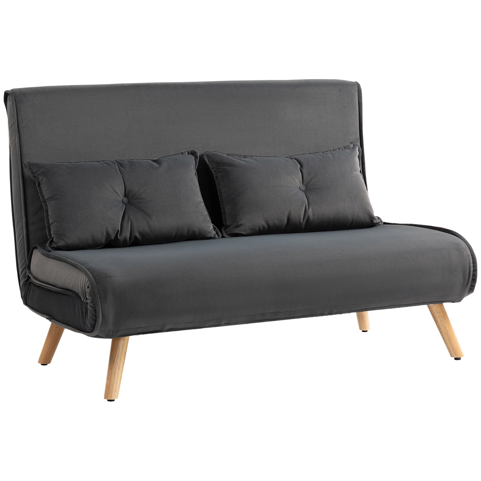 HOMCOM Canapea de dormit de 2 locuri, canapea pat, canapea transformabilă în pat, spătar reglabil, material textil, cadru metalic, Gri | Aosom Romania HOMCOM Canapea de dormit de 2 locuri, canapea pat, canapea transformabilă în pat, spătar reglabil, material textil, cadru metalic, Gri | Aosom Romania