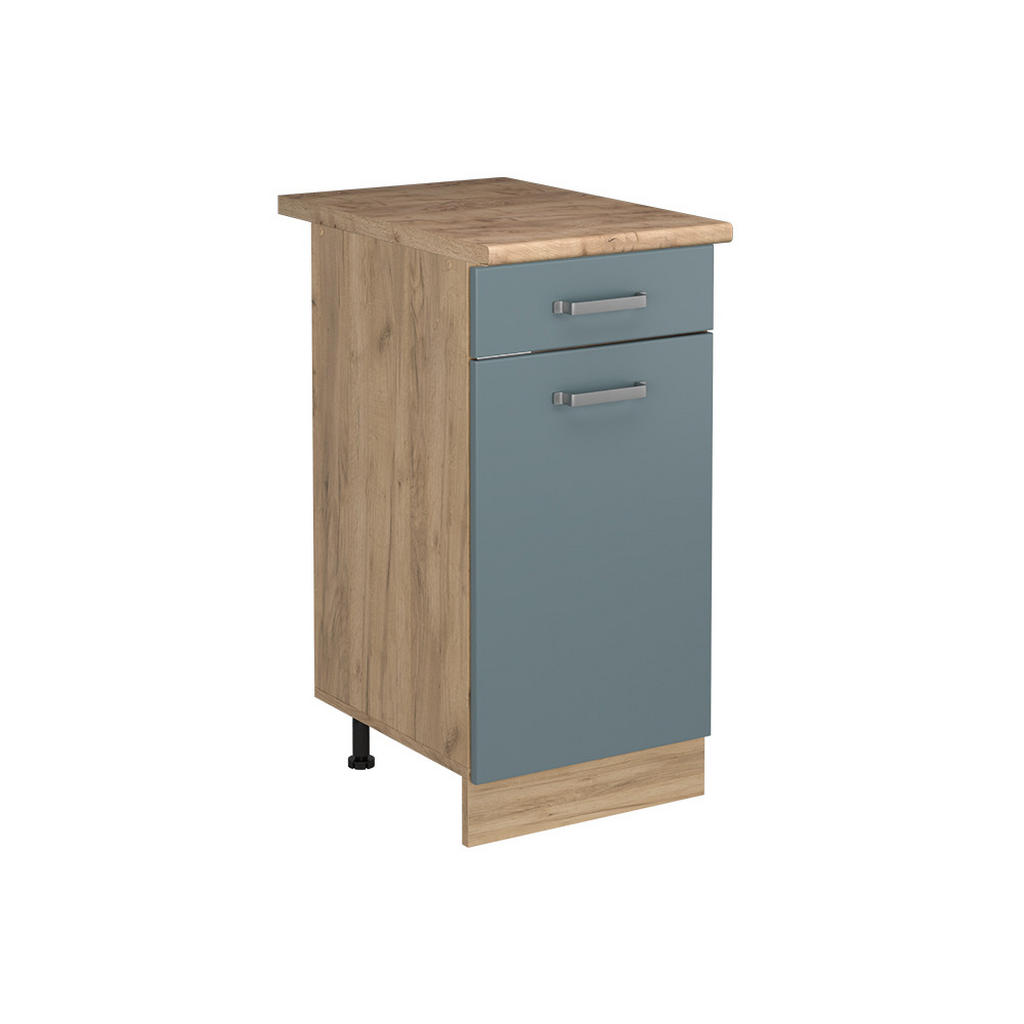 DULAP DE BAZĂ DE BUCĂTĂRIE R-Line, Albastru-gri/Stejar auriu, 40 cm стільниця Золотий дуб DULAP DE BAZĂ DE BUCĂTĂRIE R-Line, Albastru-gri/Stejar auriu, 40 cm стільниця Золотий дуб