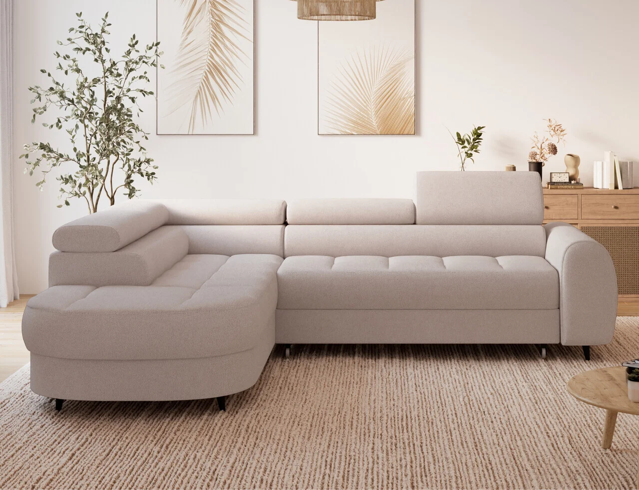 Coltar extensibil stanga 5 locuri ELTAP, LT-20XIL, Vesteria, 279x215x91 cm, lemn/tesatura boucle, bej Coltar extensibil stanga 5 locuri ELTAP, LT-20XIL, Vesteria, 279x215x91 cm, lemn/tesatura boucle, bej