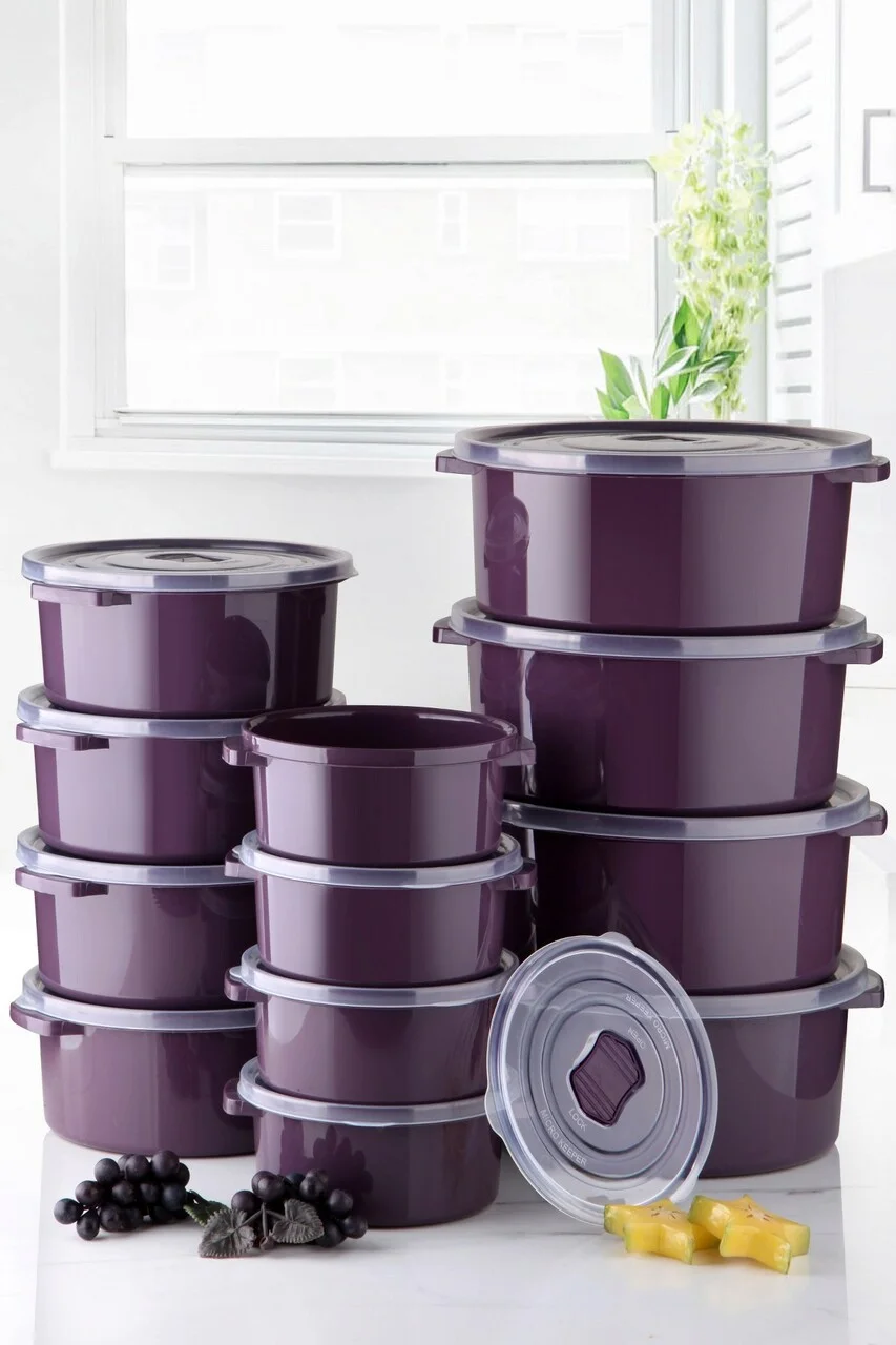 Set recipiente depozitare, Hermia, 639OKK1119, Dimensiune: Diametru: 18 x 7,5 cm / 1000 ml (4 bucăți), Mov