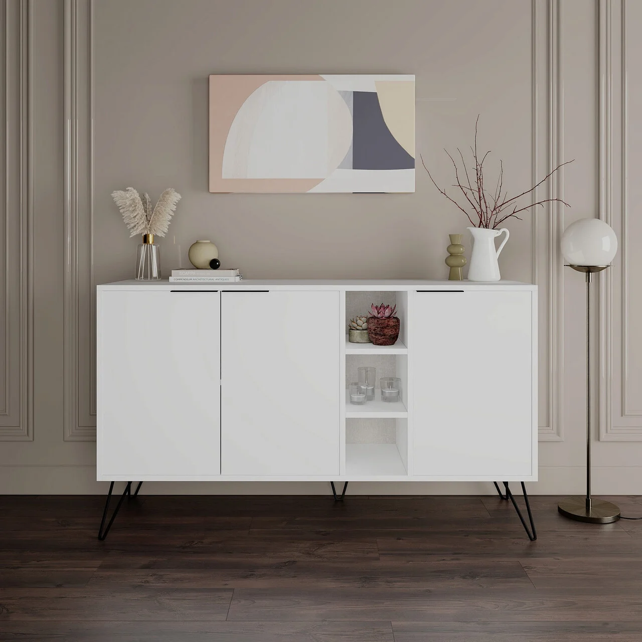 Consola, Hanah Home, Clara, 142x83x35.6 cm, Alb Consola, Hanah Home, Clara, 142x83x35.6 cm, Alb