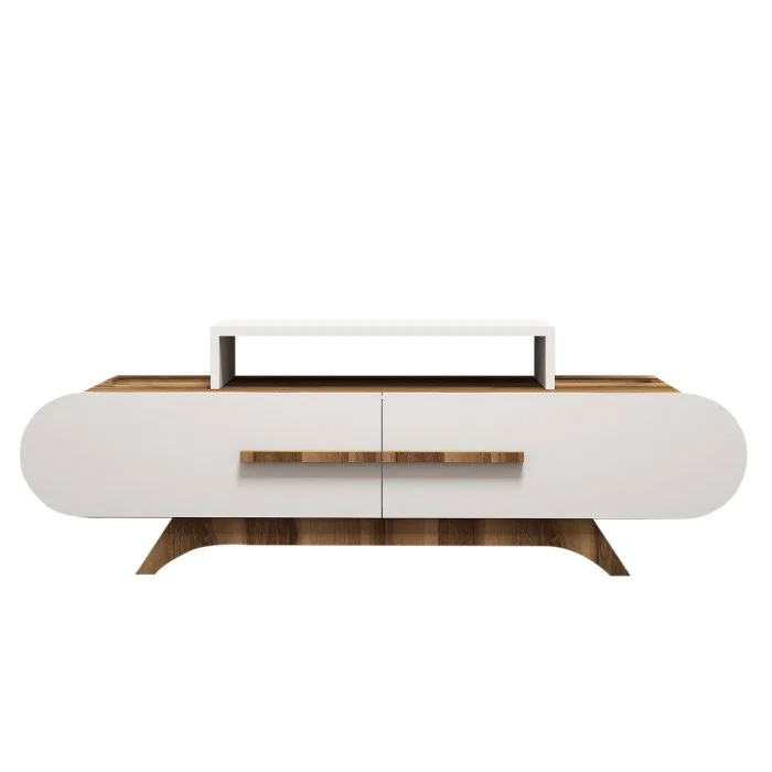 Comoda TV ROSE, nuc + alb, 145x36,8x49,8 cm