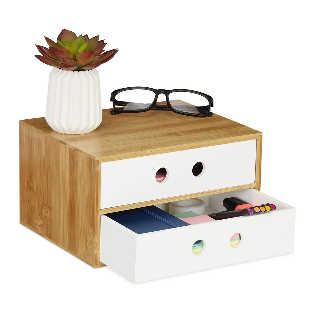 ORGANIZATOR Alb 2 sertare bambus ORGANIZATOR Alb 2 sertare bambus