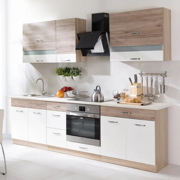 Set Bucatarie ECONO C, L 260, 7 corpuri, corp sonoma, fara blat termorezistent, fronturi sanremo + alb lucios