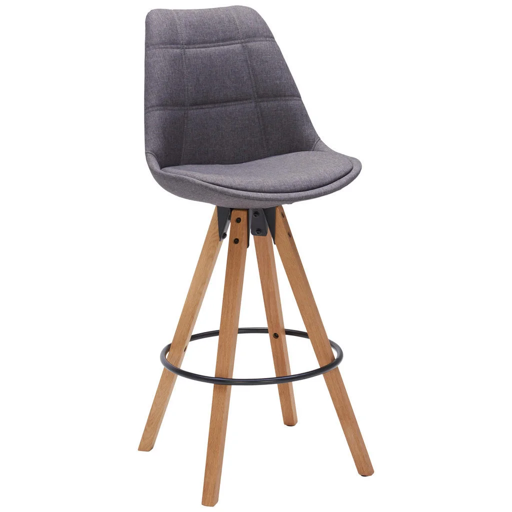 Scaun De Bar din textil, culoare lemn stejar, gri închis Scaun De Bar din textil, culoare lemn stejar, gri închis