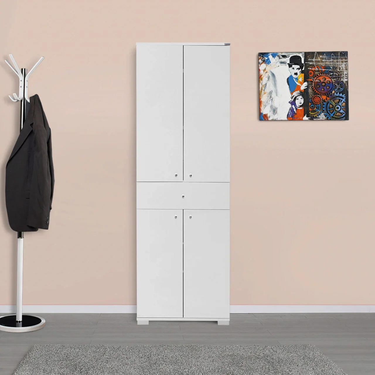 Dulap multifunctional, Hanah Home, Adr-441-Pp-1, 60x187x40 cm, Alb Dulap multifunctional, Hanah Home, Adr-441-Pp-1, 60x187x40 cm, Alb