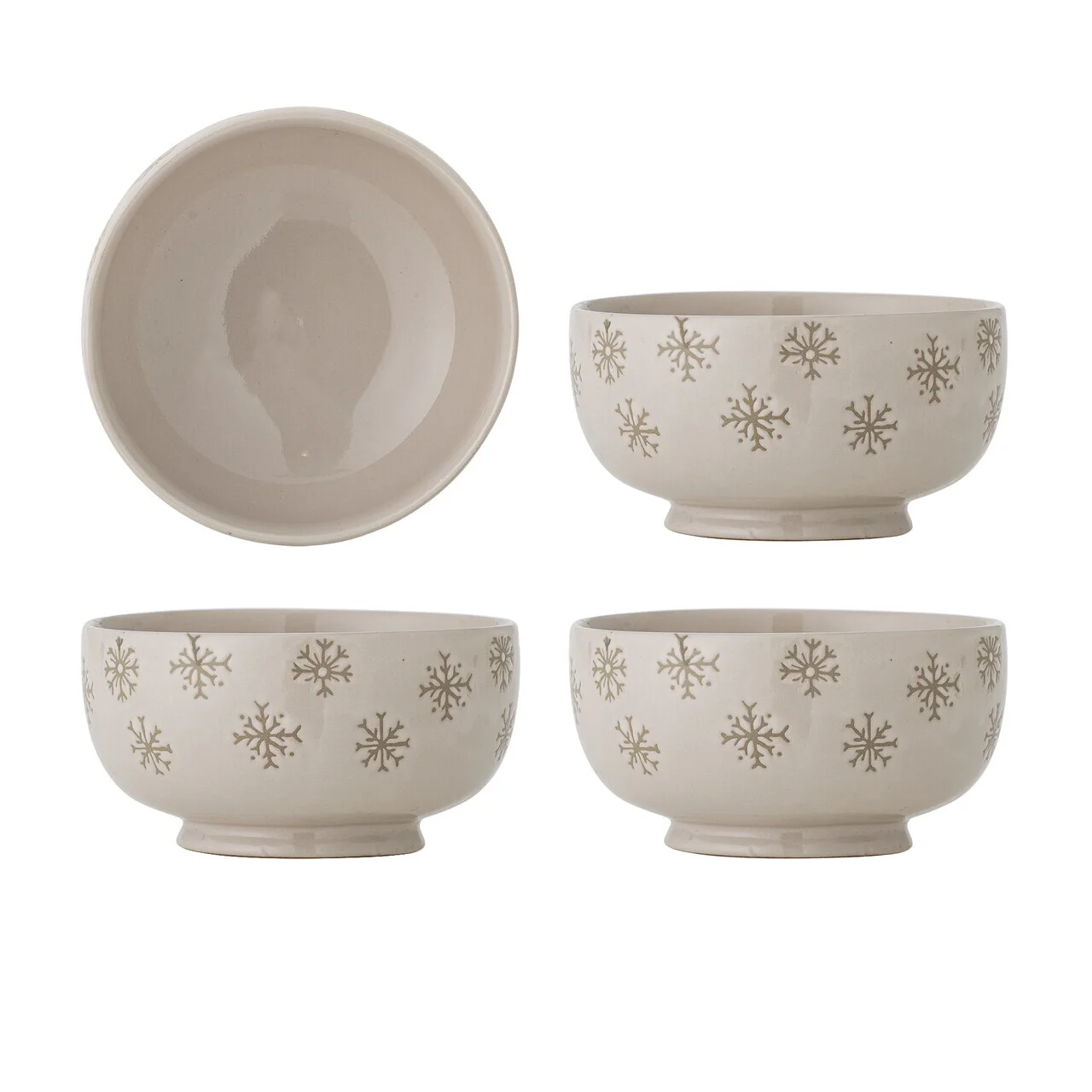 Set 4 boluri, Bloomingville, Snowie, 13x7 cm, 584 ml, ceramica, natural Set 4 boluri, Bloomingville, Snowie, 13x7 cm, 584 ml, ceramica, natural