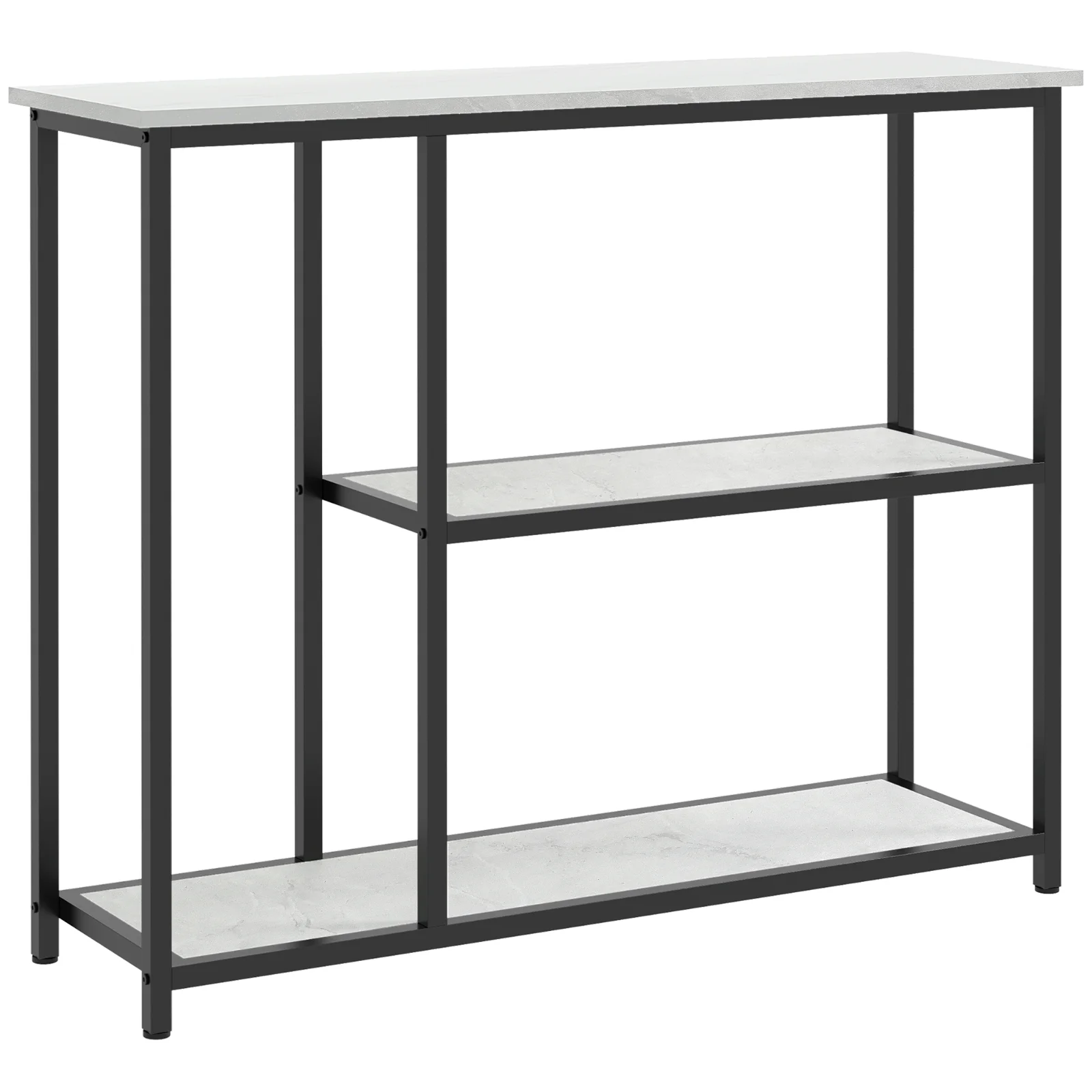 HOMCOM Consola in design industrial, 2 rafturi, aspect de marmura, Negru + Alb | Aosom Romania HOMCOM Consola in design industrial, 2 rafturi, aspect de marmura, Negru + Alb | Aosom Romania