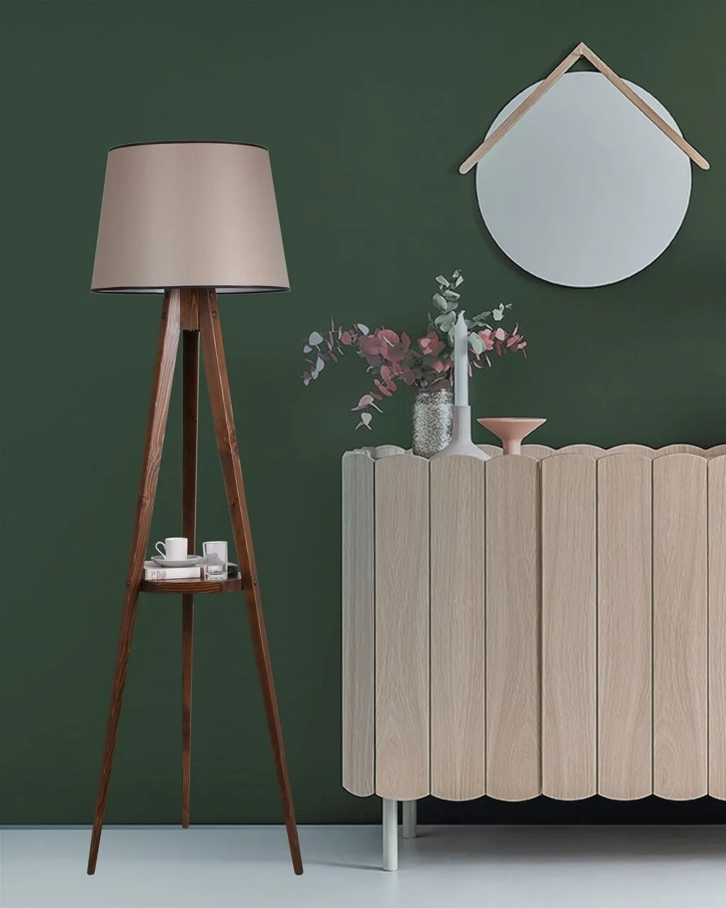 Lampadar cu raft, Luin, 8282-8, E27, 60 W, lemn/textil Lampadar cu raft, Luin, 8282-8, E27, 60 W, lemn/textil