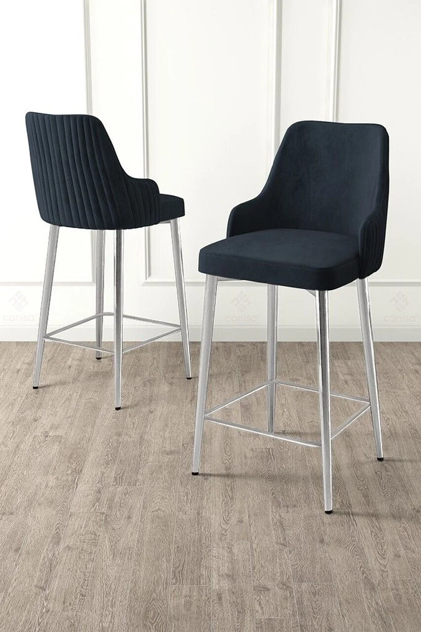 Set scaun de bar (2 bucăți), Hanah Home, Tera, Antracit / Crom Set scaun de bar (2 bucăți), Hanah Home, Tera, Antracit / Crom