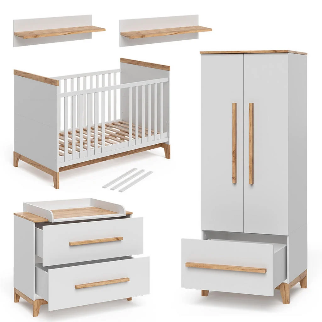 SET PEPINIERĂ Malia Alb / stejar Set de 4 SET PEPINIERĂ Malia Alb / stejar Set de 4