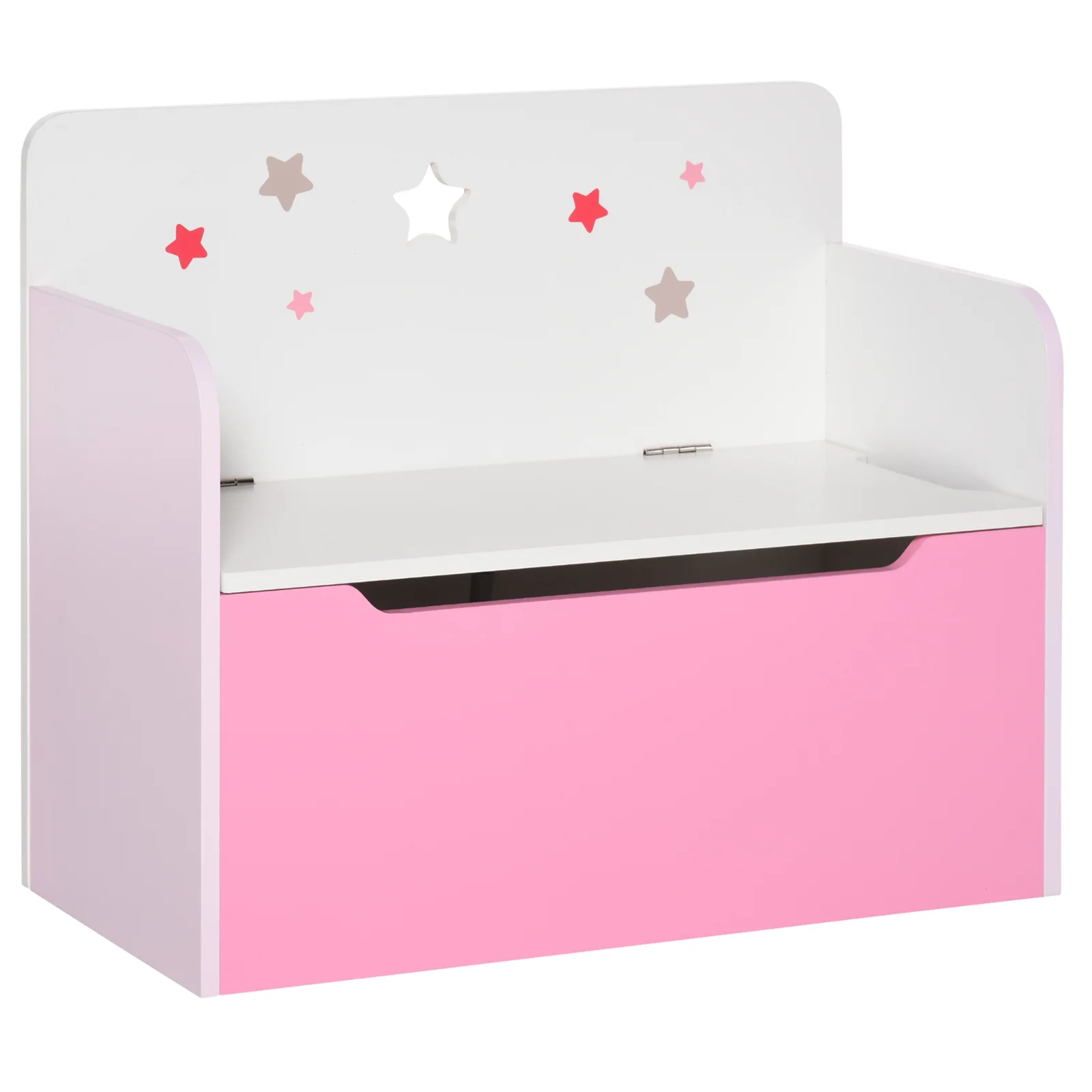 HOMCOM Bancă Depozitare Jucării 2 în 1 din Lemn, Ladă de Depozitare cu Spătar pentru Copii de 3-6 Ani, 60x30x50 cm, Roz | Aosom Romania HOMCOM Bancă Depozitare Jucării 2 în 1 din Lemn, Ladă de Depozitare cu Spătar pentru Copii de 3-6 Ani, 60x30x50 cm, Roz | Aosom Romania