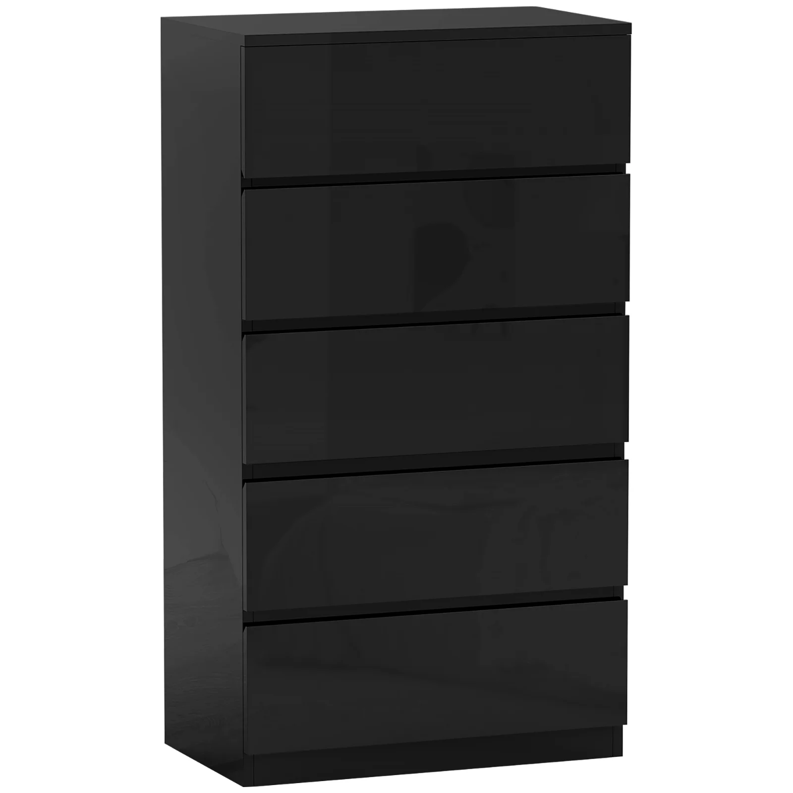 HOMCOM Comodă cu 5 Sertare din Lemn, pentru Dormitor, Design Modern și Multifuncțional, 55x34x100 cm, Negru | Aosom Romania HOMCOM Comodă cu 5 Sertare din Lemn, pentru Dormitor, Design Modern și Multifuncțional, 55x34x100 cm, Negru | Aosom Romania
