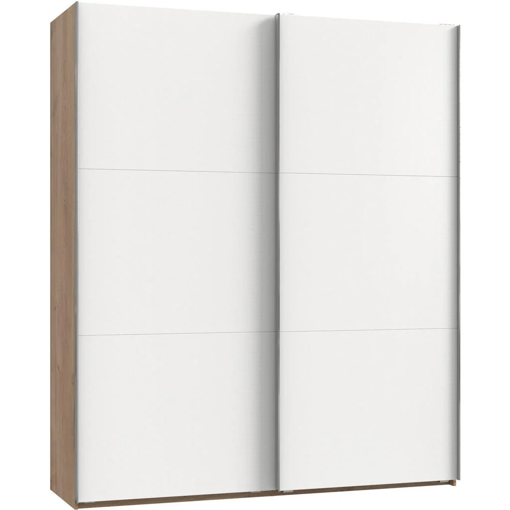 Dulap Cu Uși Culisante, 200/236/65 cm, alb, culoare lemn stejar, culoare aluminiu Dulap Cu Uși Culisante, 200/236/65 cm, alb, culoare lemn stejar, culoare aluminiu