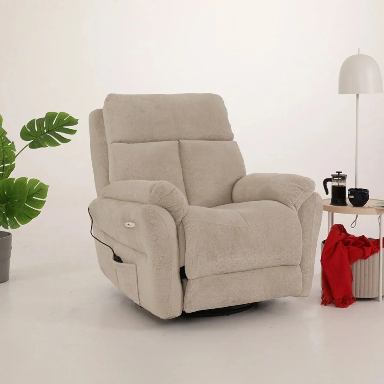 Fotoliu cu recliner, Atelier del Sofa, 752EST1502, Lemn de carpen;PAL, Crem Fotoliu cu recliner, Atelier del Sofa, 752EST1502, Lemn de carpen;PAL, Crem