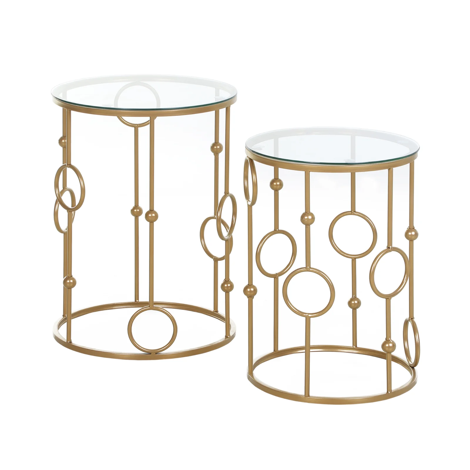 HOMCOM Set 2 Mese de Cafea, Design Modern, Metal și Sticlă, Auriu | Aosom Romania HOMCOM Set 2 Mese de Cafea, Design Modern, Metal și Sticlă, Auriu | Aosom Romania