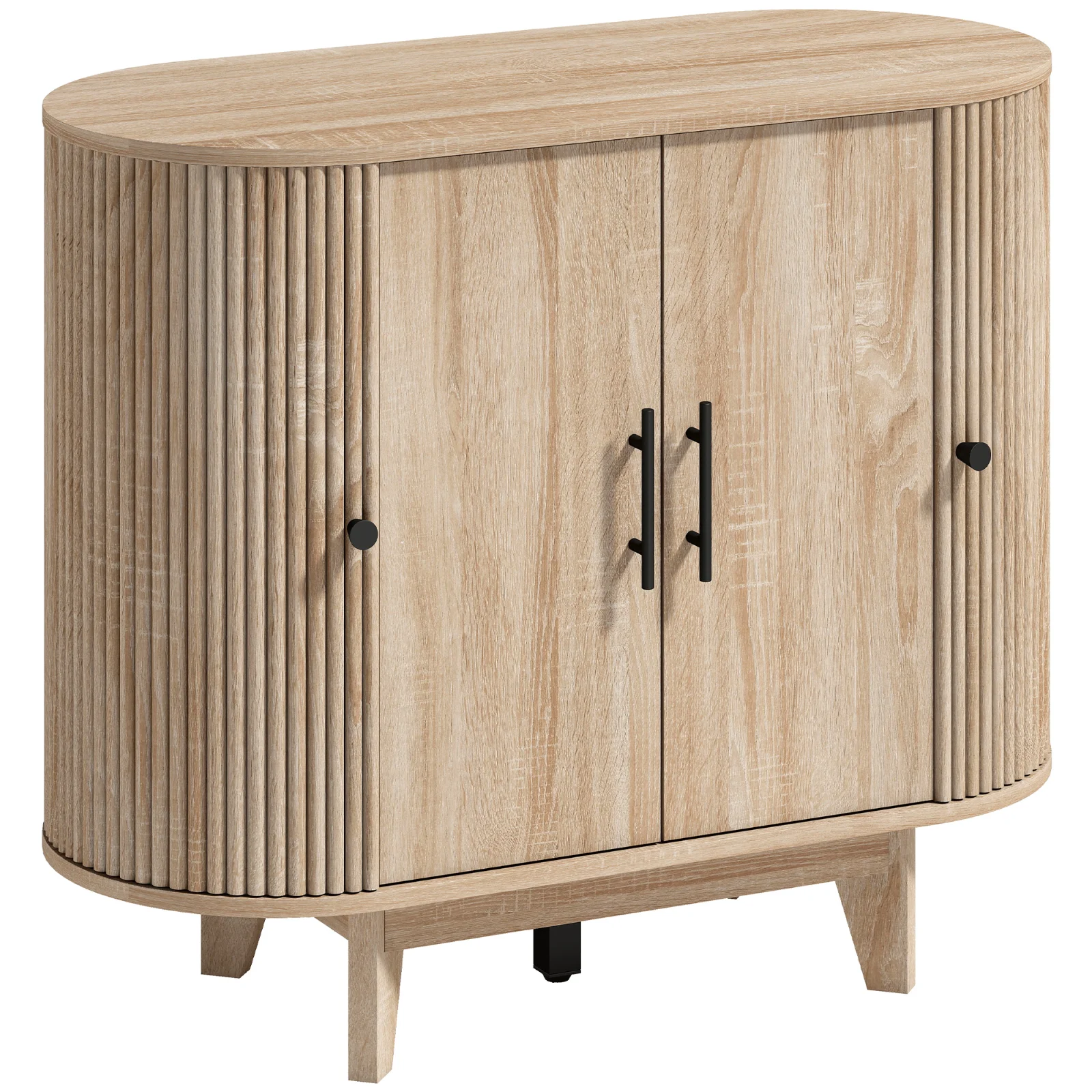 HOMCOM Bufet living, mobilier de depozitare oval cu 4 uși și rafturi reglabile, 90 x 40 x 76 cm, stejar | Aosom Romania HOMCOM Bufet living, mobilier de depozitare oval cu 4 uși și rafturi reglabile, 90 x 40 x 76 cm, stejar | Aosom Romania