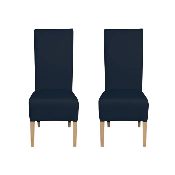Set 2 scaune living VANESSA, picioare lemn natur, piele ecologica albastru, 47x60x110 cm Set 2 scaune living VANESSA, picioare lemn natur, piele ecologica albastru, 47x60x110 cm