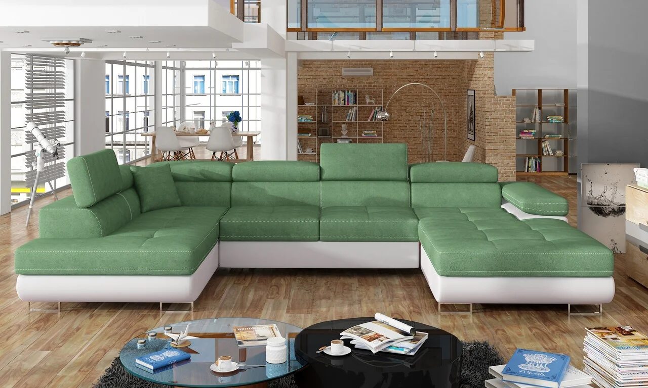 Coltar extensibil stanga 6 locuri ELTAP, Rod-22, Rodrigo, 345x202x90 cm, lemn/poliester, verde deschis/alb Coltar extensibil stanga 6 locuri ELTAP, Rod-22, Rodrigo, 345x202x90 cm, lemn/poliester, verde deschis/alb