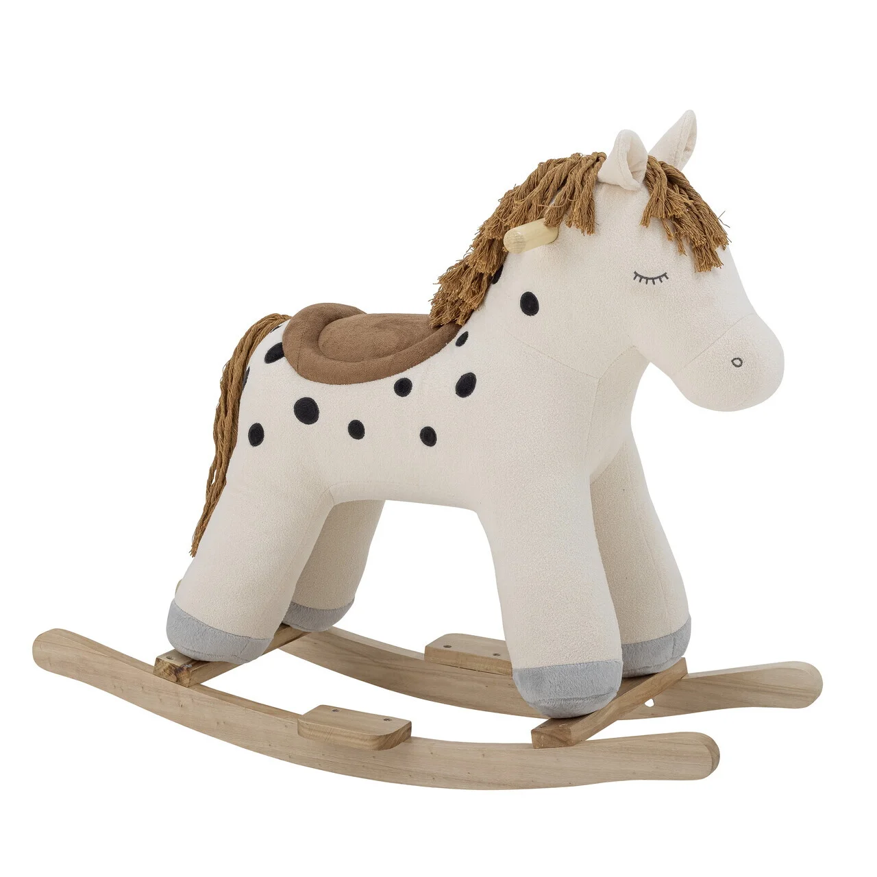 Balansoar pentru copii, Bloomingville, Merlen, 70x34x56 cm, poliester/lemn de plop, alb Balansoar pentru copii, Bloomingville, Merlen, 70x34x56 cm, poliester/lemn de plop, alb