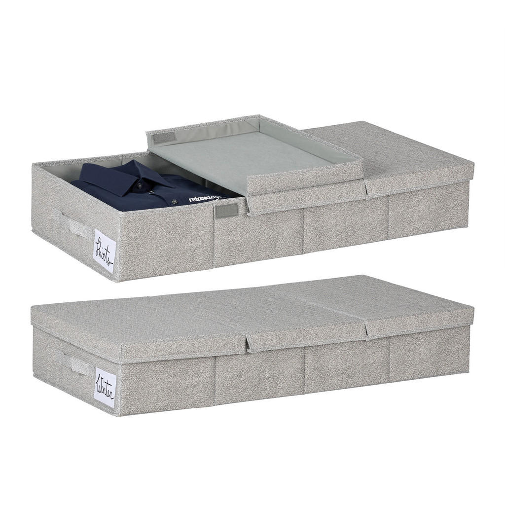 CUTIE Gri set-2 pentru sub pat cu capac pliabilă CUTIE Gri set-2 pentru sub pat cu capac pliabilă